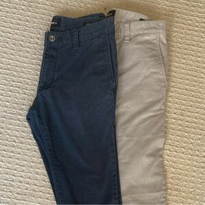 2 pair men’s RVCA chinos. Size 30. Tan and navy.